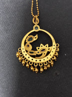Gold Plated Silver Jadau Pendant Neckpiece