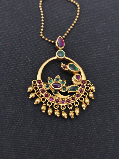 Gold Plated Silver Jadau Pendant Neckpiece
