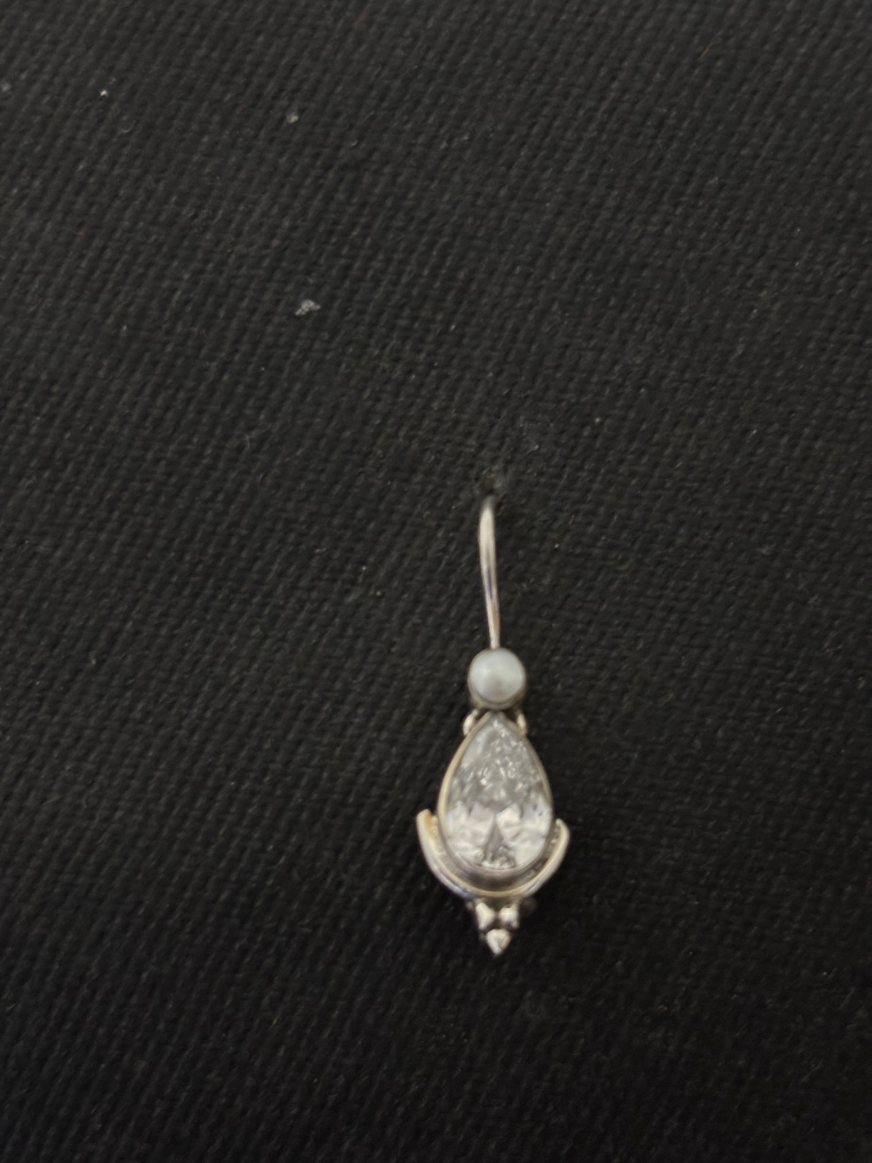 Silver Zircon Pearl Earrings