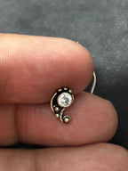 Single White Stone Silver Nosepin