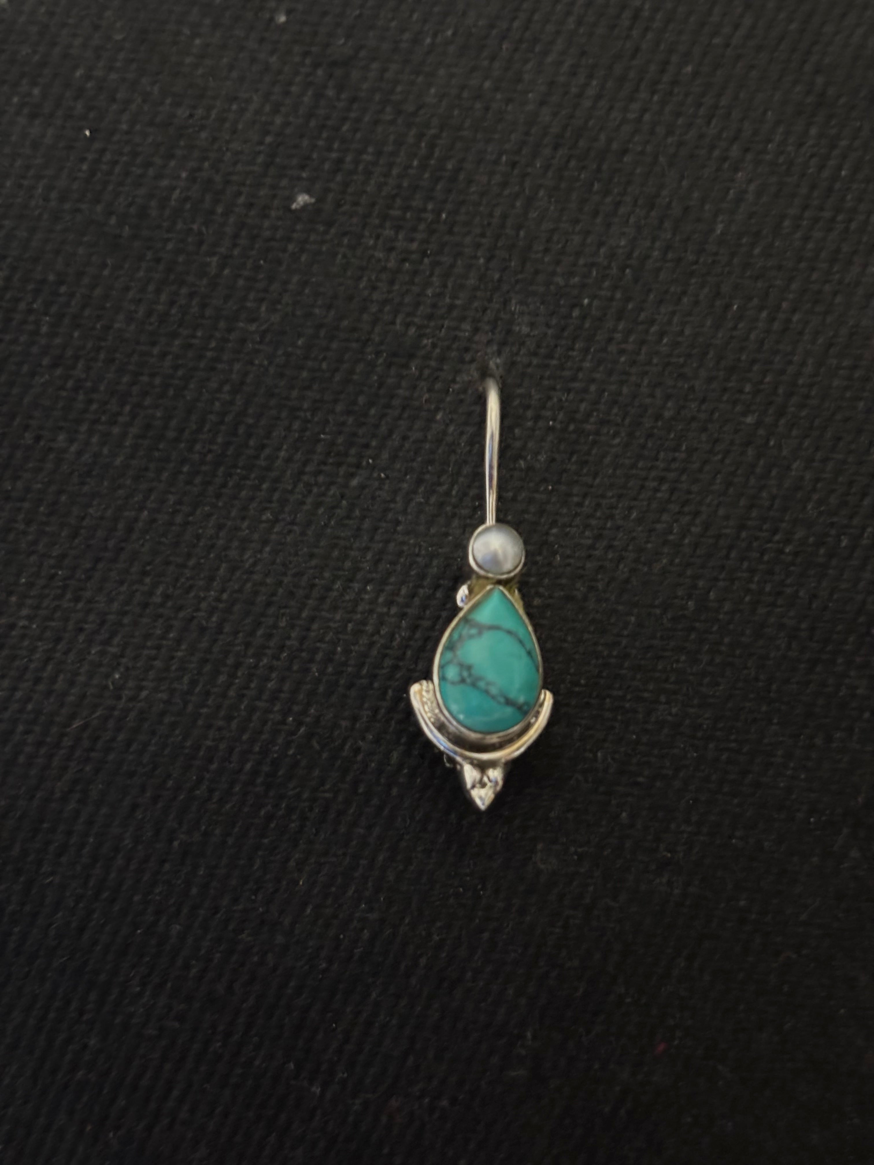 Silver Turquoise Pearl Earrings