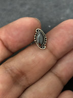 Elongated Single Stone Silver Nosepin