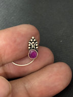 Magenta Silver Nosepin