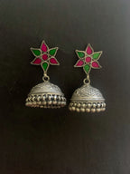 Silver Glass Top Jhumka