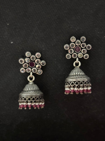Silver Beaded Jhumka