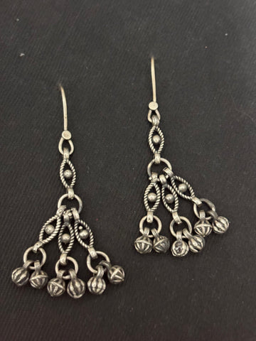 Silver Three Line Dangler Earrings