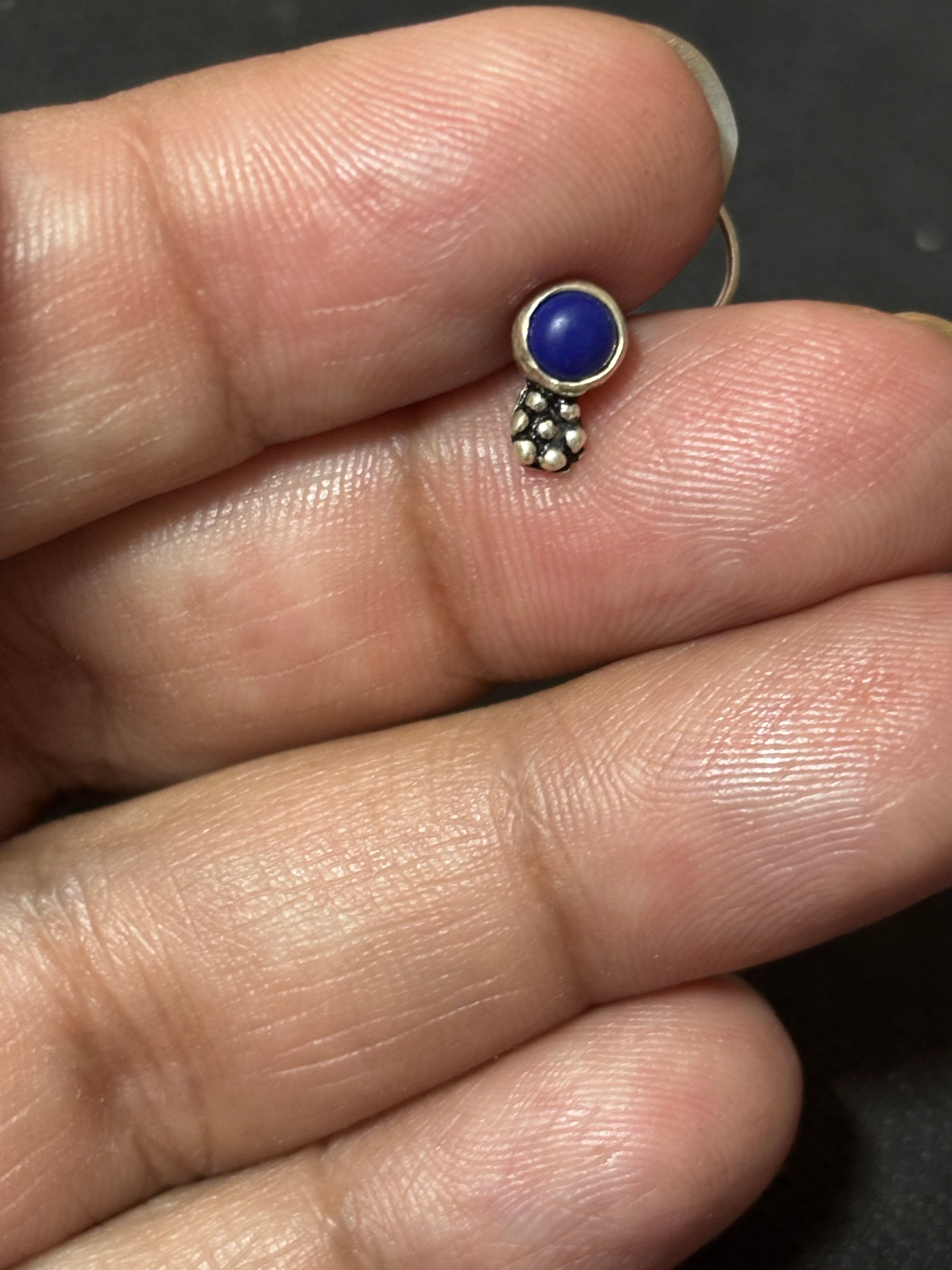 Dot With Flower Silver Nosepins