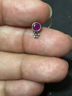 Dot With Flower Silver Nosepins