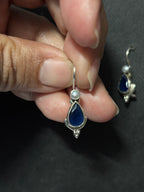 Silver InkBlue Pearl Earrings