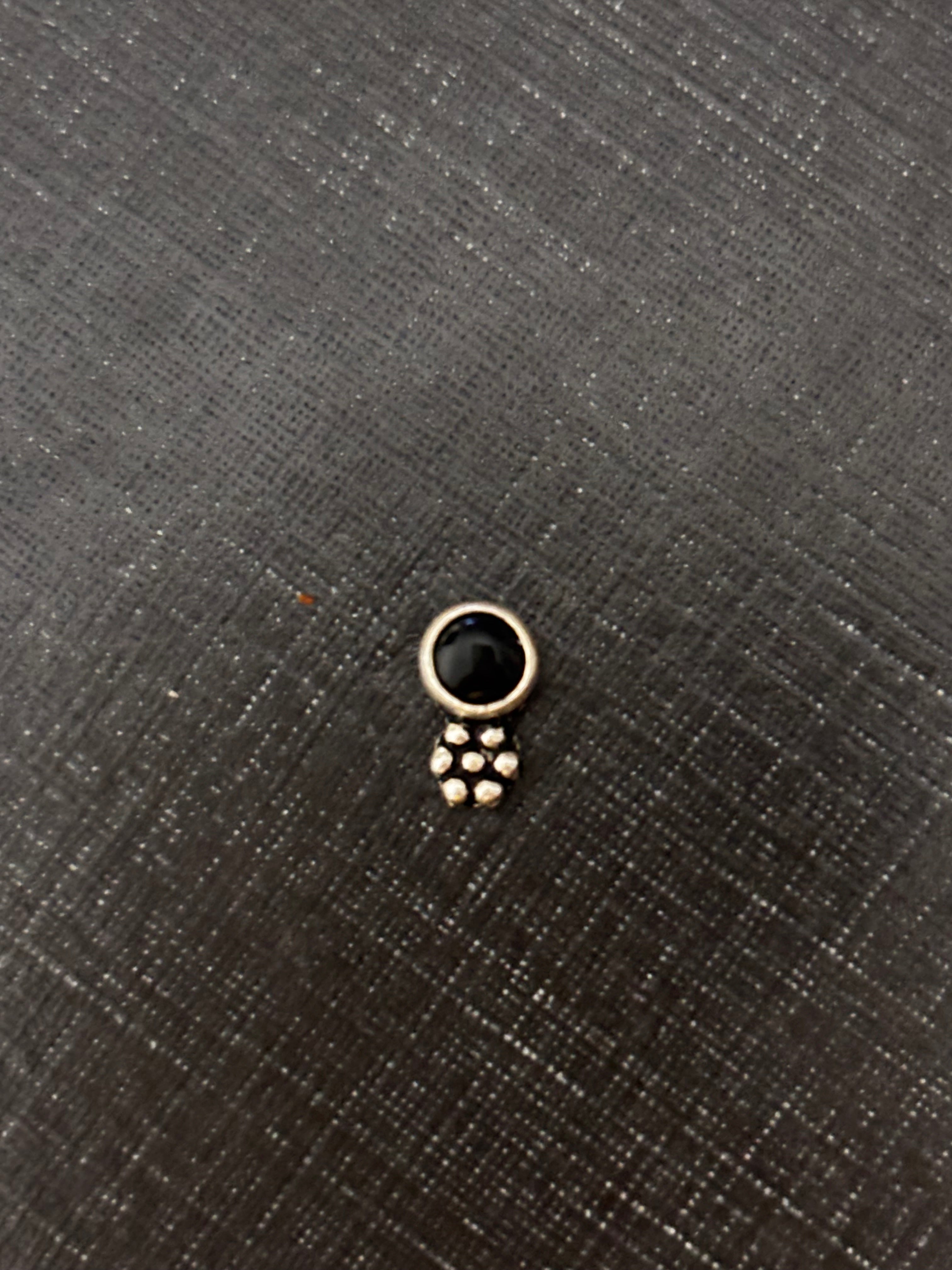 Dot With Flower Silver Nosepins