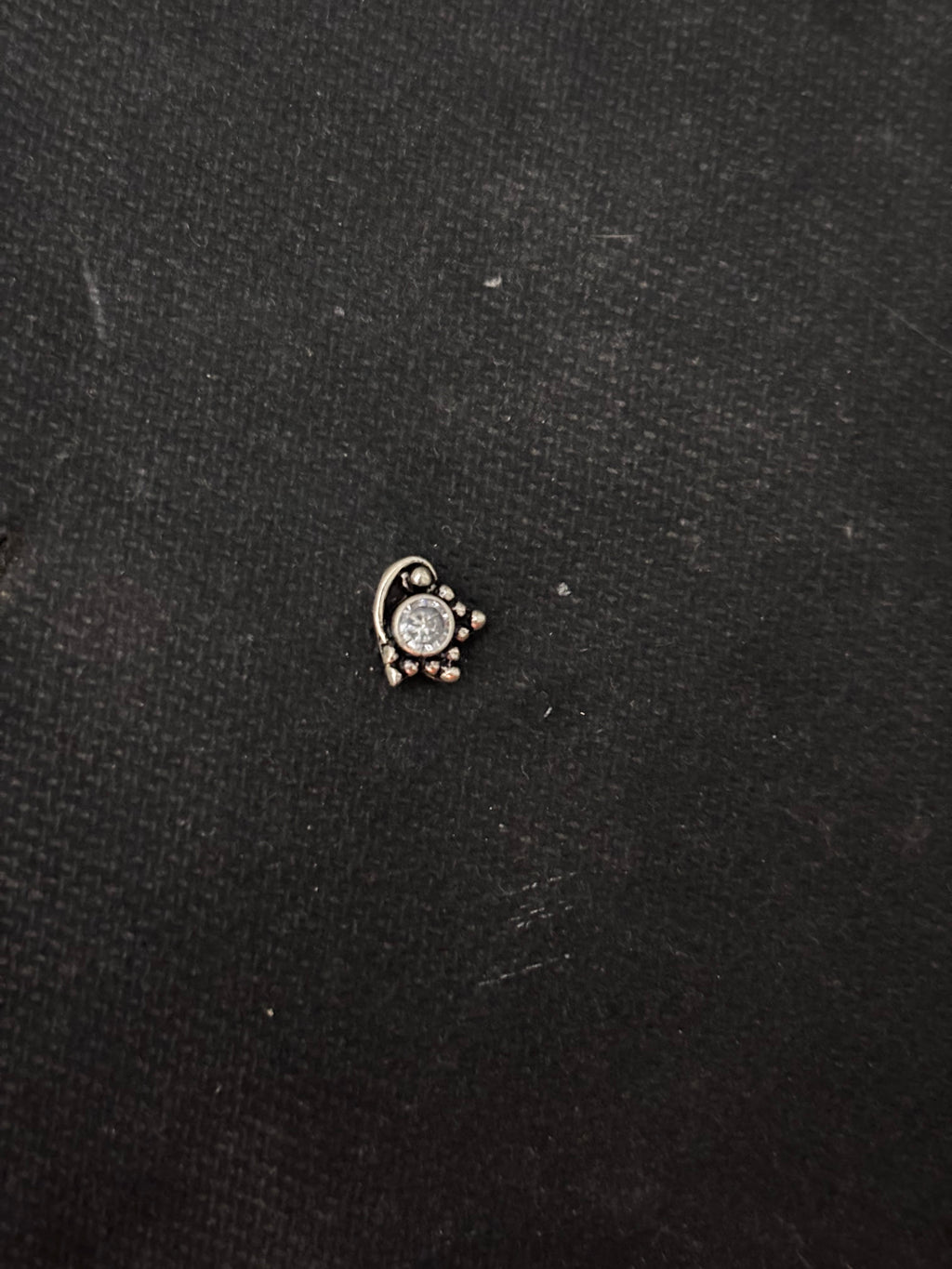 Silver White Stone Half Star Nosepin