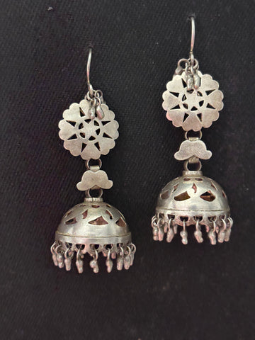Cutwork Silver Jhumki