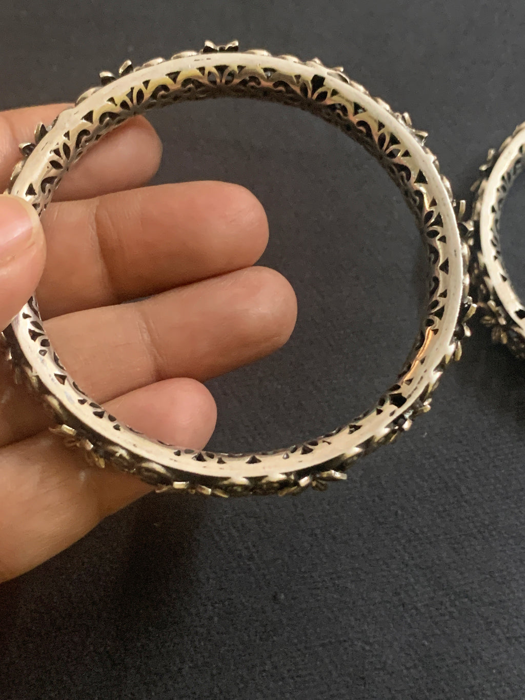 Silver Flower Bangles