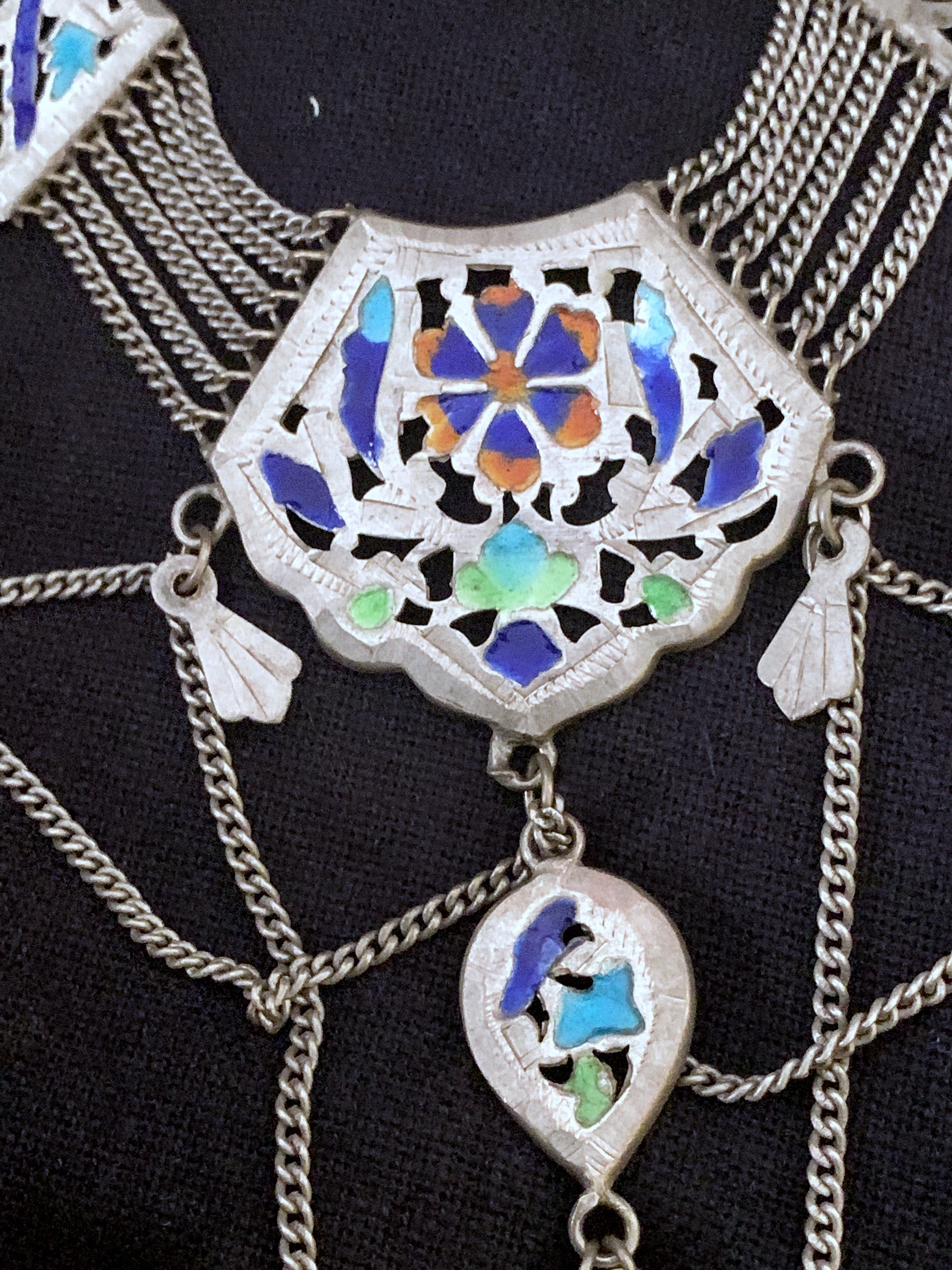 Vintage Silver Enamelled Necklace