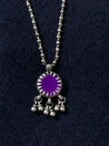 Silver Round 3 Bell Purple Pendant